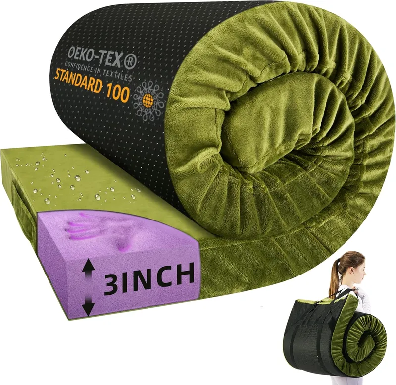 BDEUS Memory Foam Camping Mattress Pad 3inch Waterproof